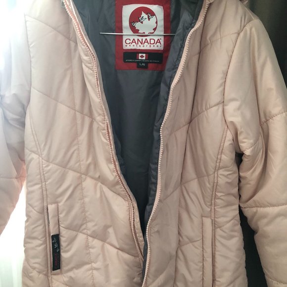 Canada Weather Gear Chevron Hooded Bomber Jacket - Blush - Picture 1 of 3